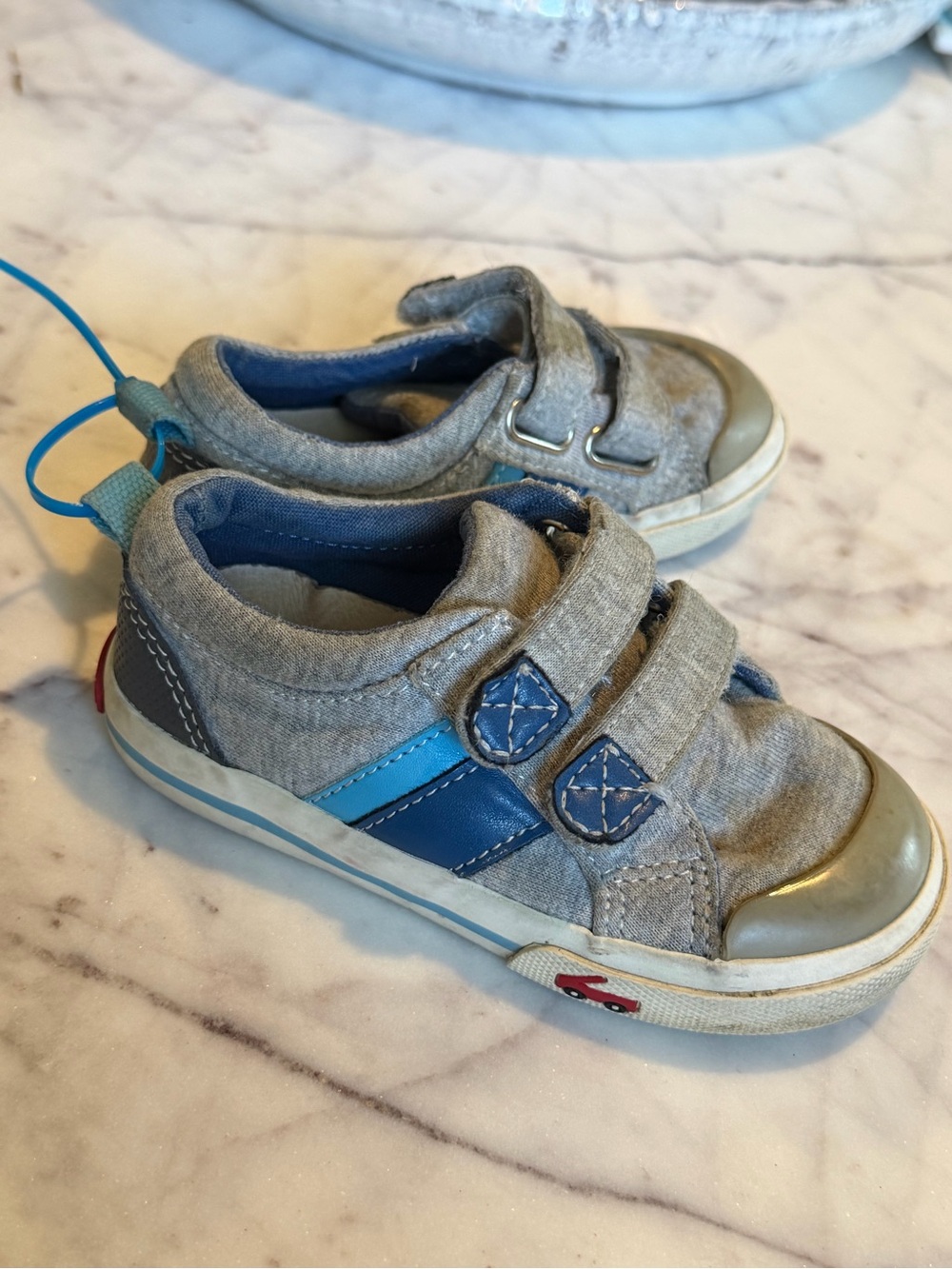 See Kai Run Kids Gray and Blue Velcro Play Sneakers 7